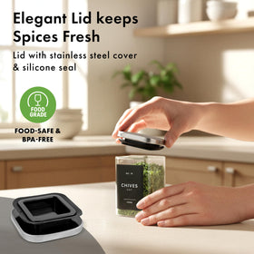 EDELHAUS square 6.4oz spice containers save pantry space