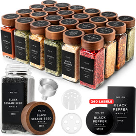 EDELHAUS square spice jar with acacia lid for organized pantry storage.