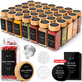 EDELHAUS square spice jar with bamboo lid keeps spices organized and easy to see