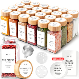 EDELHAUS square spice jars 24-pack displayed for organized pantry storage