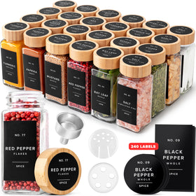 EDELHAUS square spice jars with bamboo lid for organized pantry storage and spice accessibility.