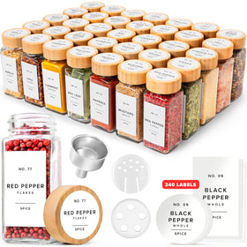 Edelhaus square spice jars with bamboo lid on counter for organized spices