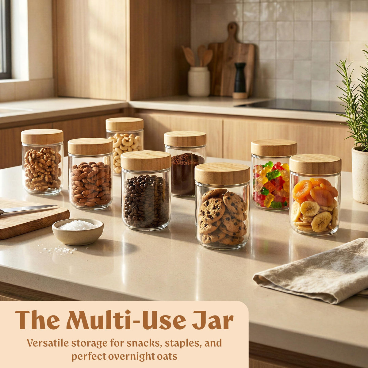EDELHAUS versatile jars suit oats, yogurt, chia pudding, and more
