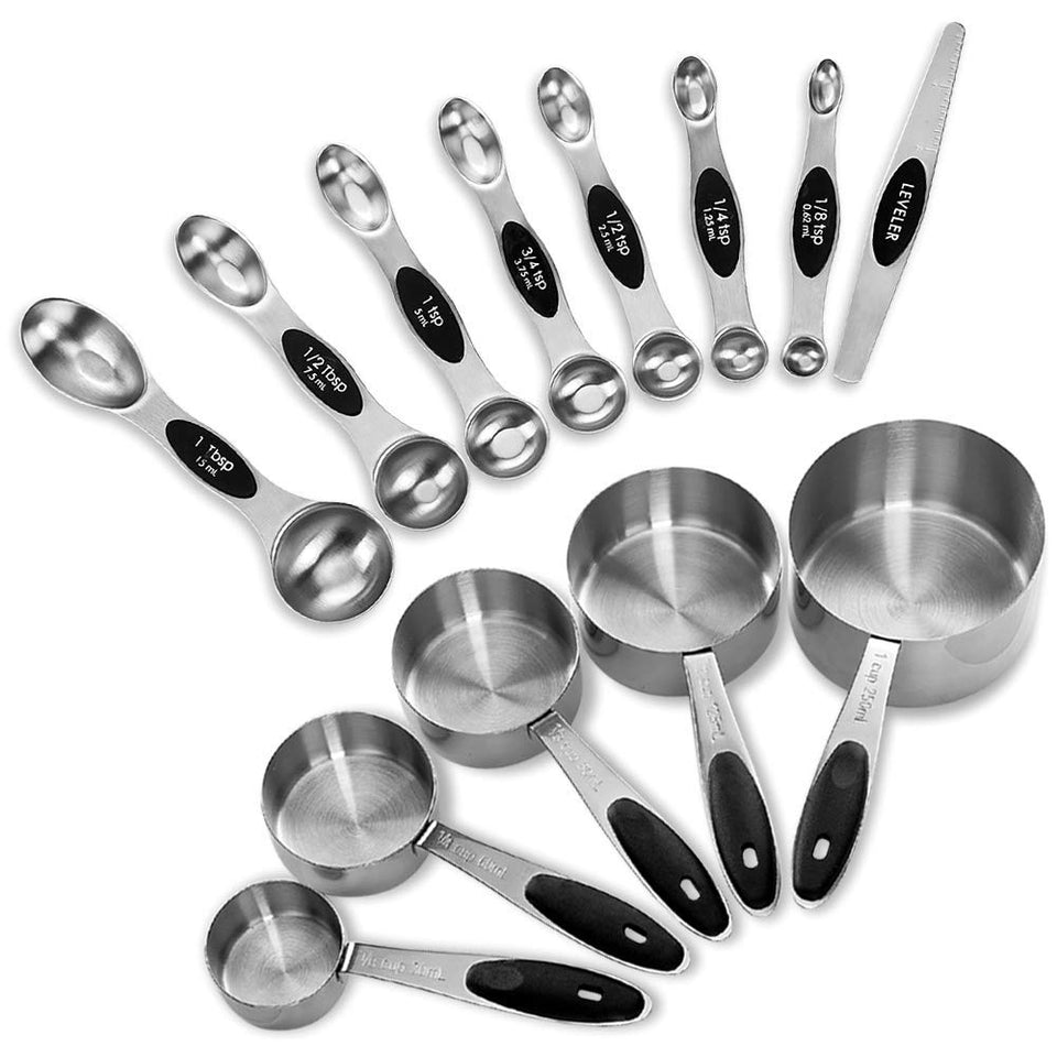 EDELIN measuring cups in stainless steel with non-slip handles for mess-free precision