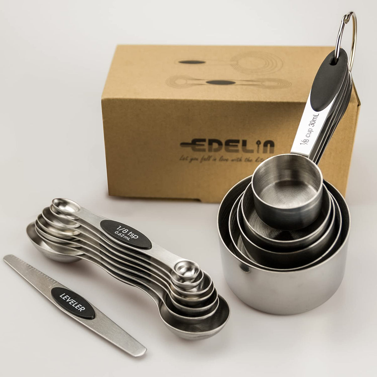 EDELIN magnetic stackable spoons for organized storage and quick access