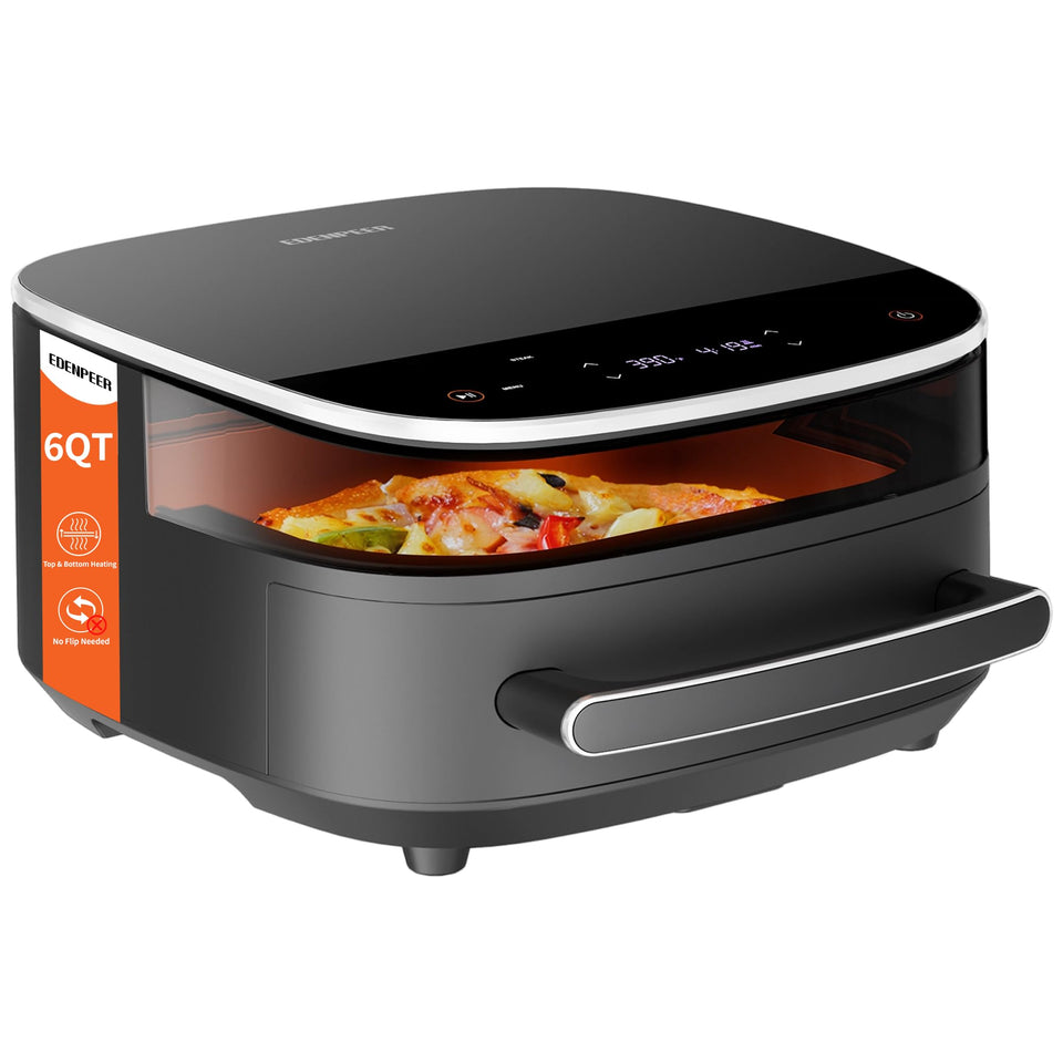 EDENPEER large 6QT air fryer front view showing dual heat design.