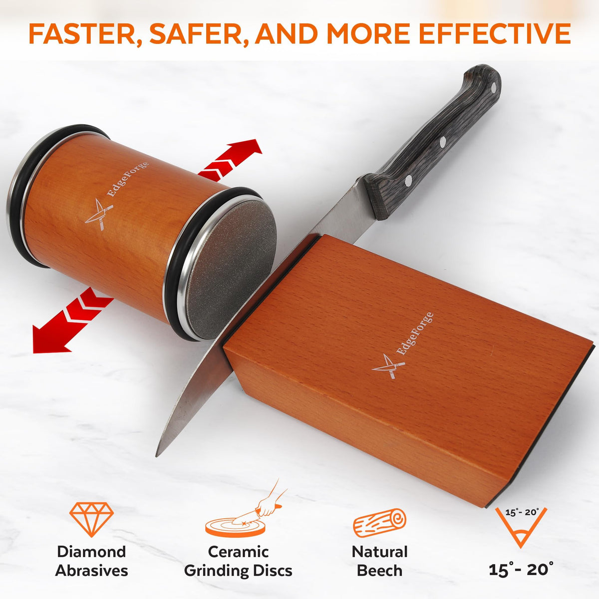 EdgeForge magnetic 15° angle guide for consistent sharpening