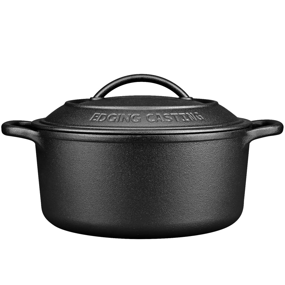 EDGING CASTING 7qt dutch oven with lid delivering even heat for family meals.
