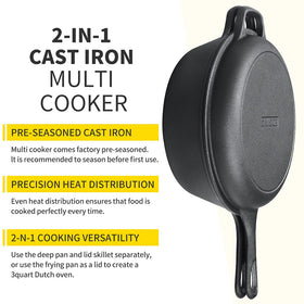 EDGING CASTING cast iron pot with ergonomic long handles for easy lifting.