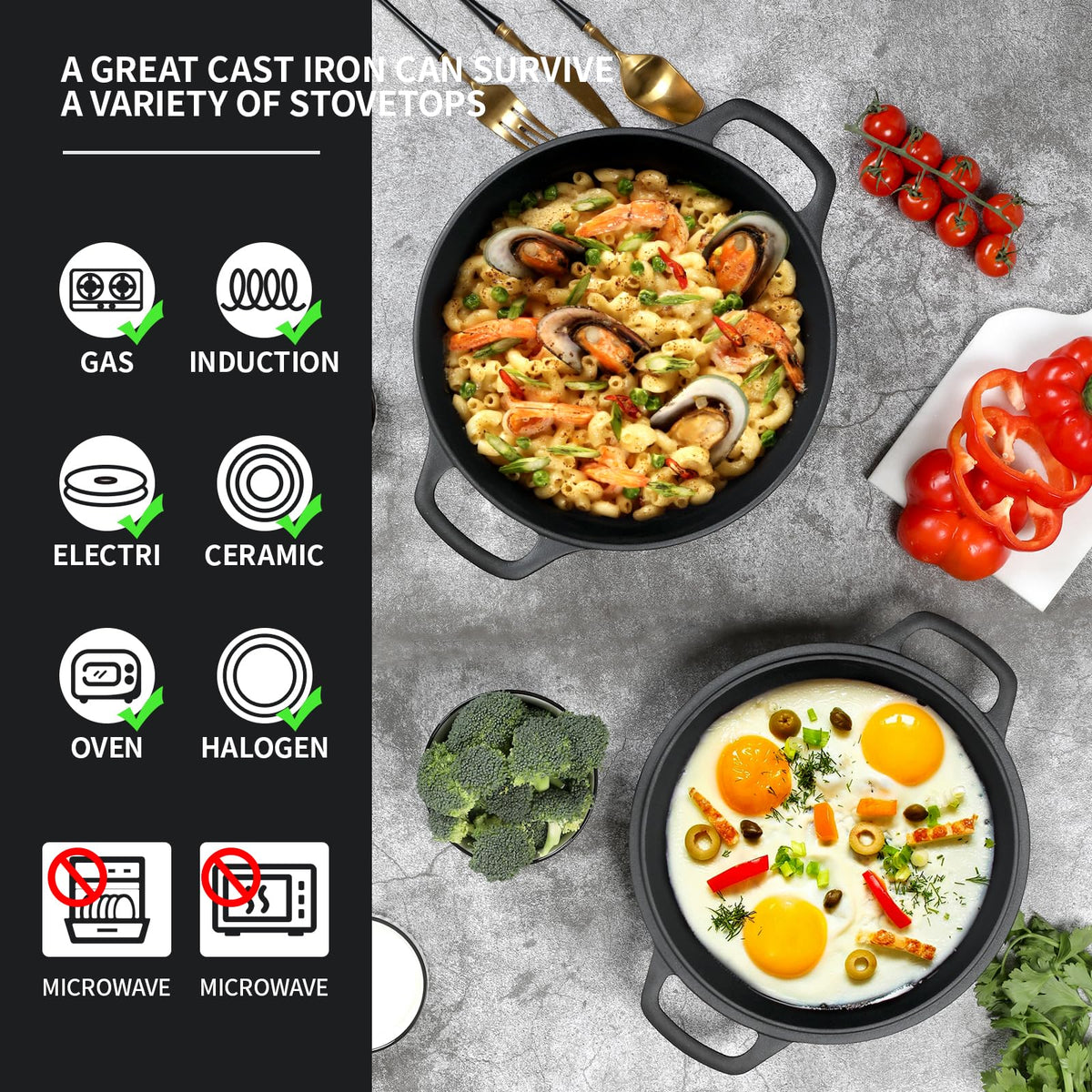 EDGING CASTING dual-use pan with lid for flexible cooking styles.
