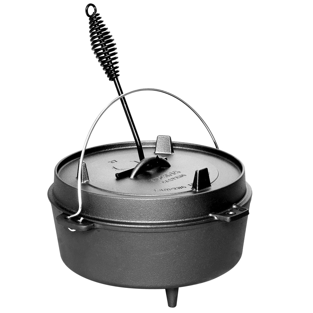 EDGING CASTING dual-purpose lid illustrating skillet use for versatile cooking.