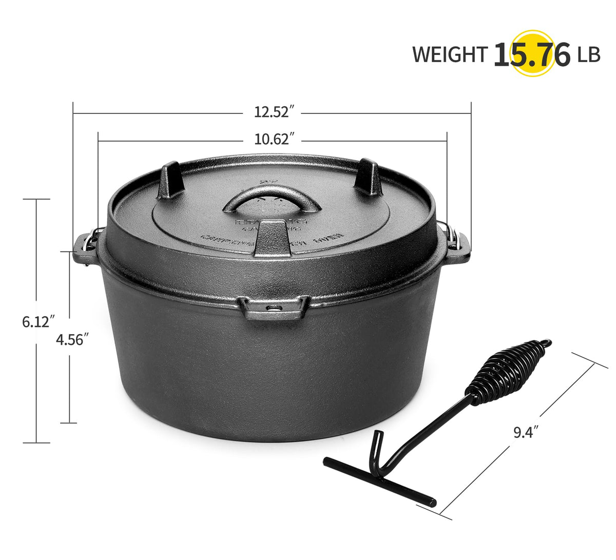 The lid doubles as a skillet for quick browning during camping meals.