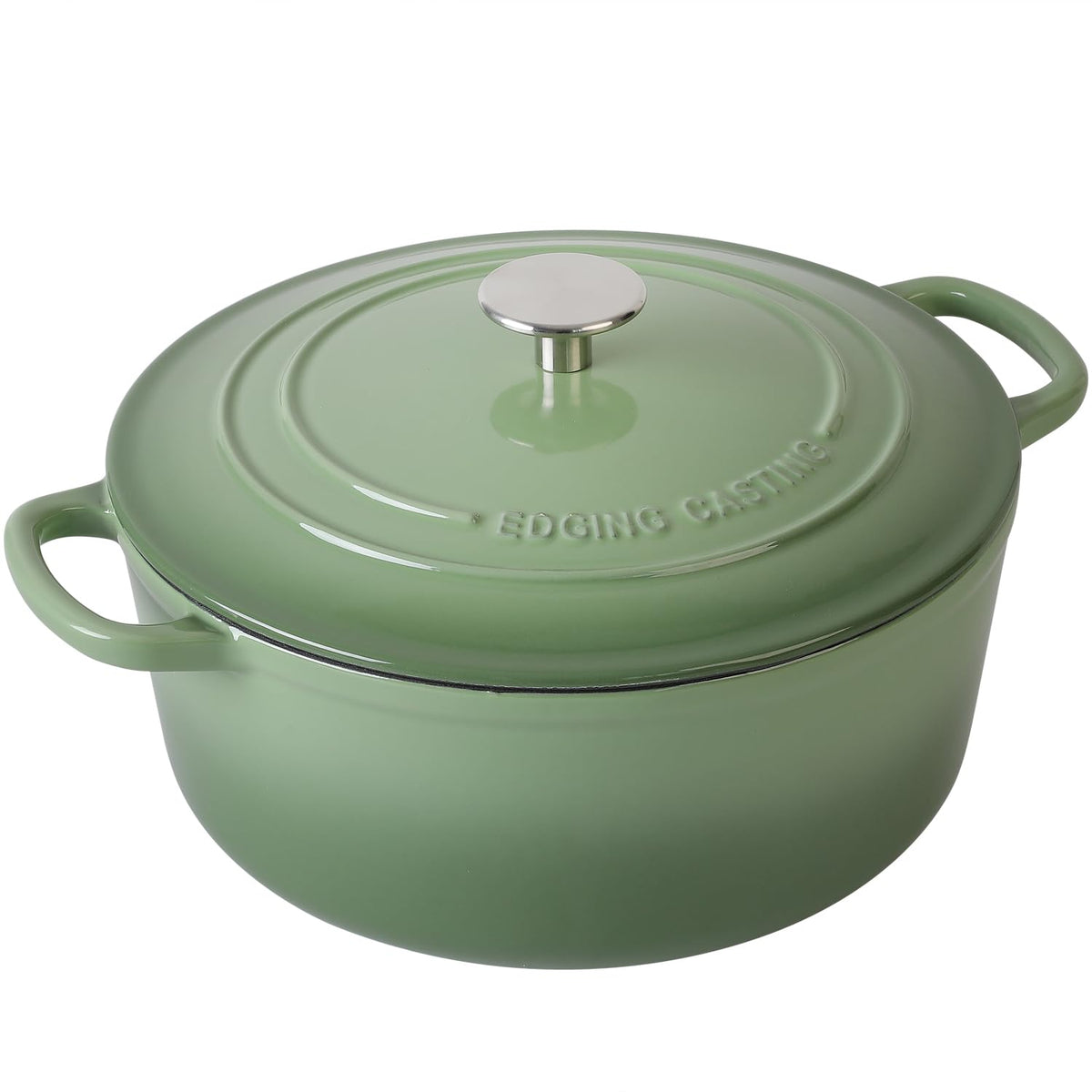 Edging Casting lid in pistachio green with tight seal and moisture retention.