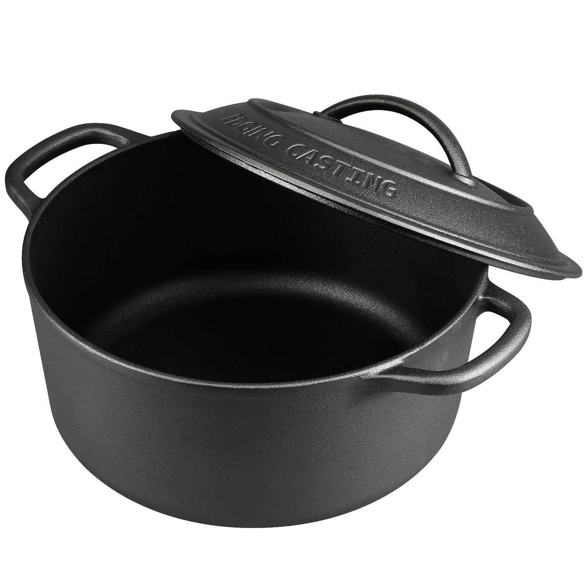 EDGING CASTING Dutch oven on induction stove showing compatibility with modern cooktops.