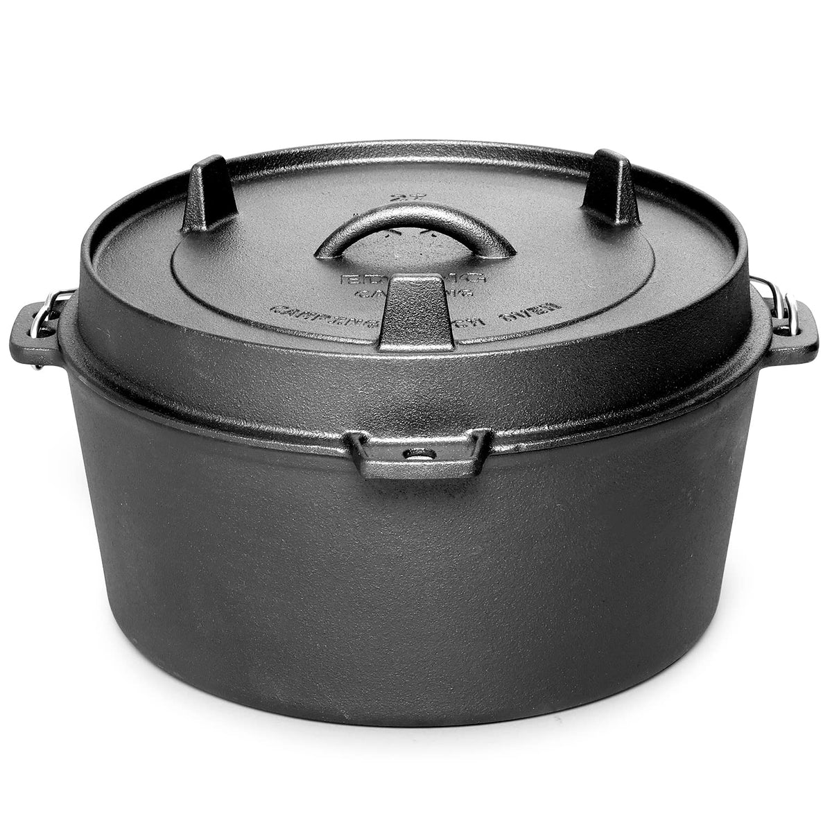EDGING CASTING Dutch oven over hot coals provides robust slow-cooked stews outdoors.