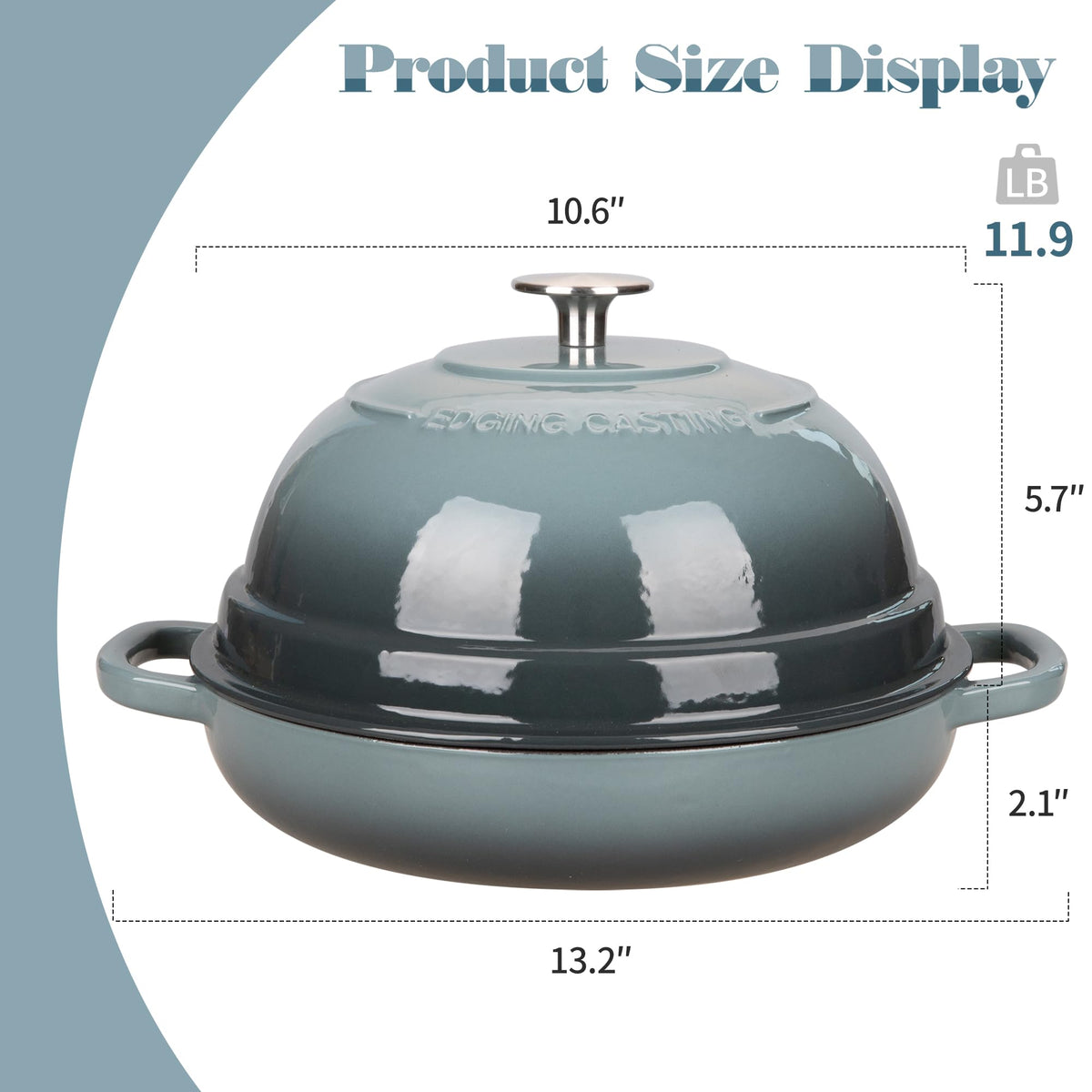 Close-up of ergonomic handle and stainless steel knob on EDGING CASTING dutch oven