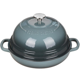 Interior view of EDGING CASTING Dutch oven with slateblue enamel for even heat