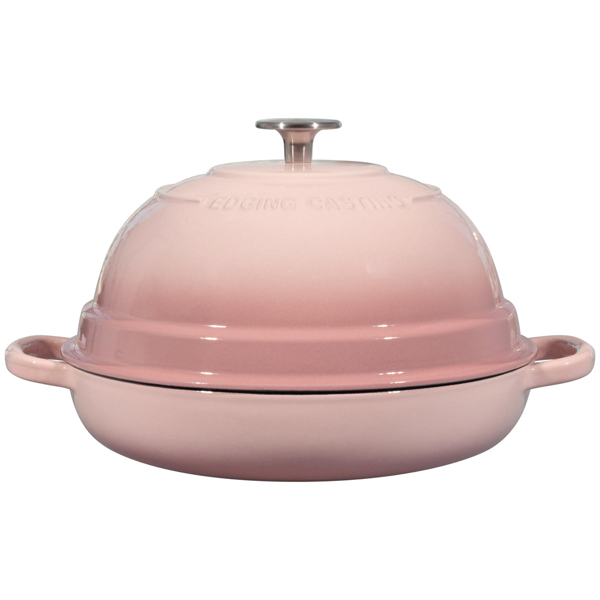 EDGING CASTING glossy-enamel exterior cleans easily after cooking sessions.