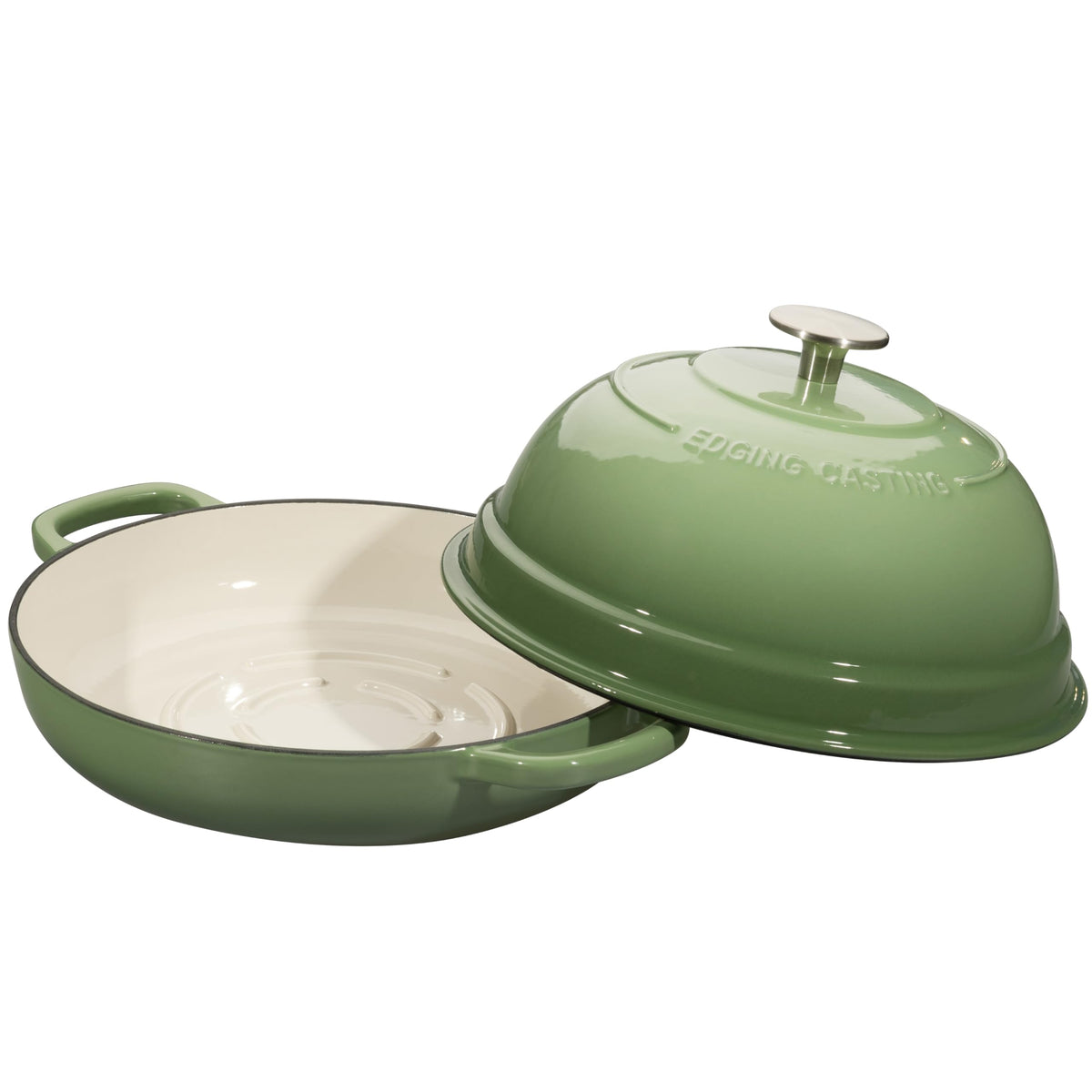 Edging Casting glossy enamel exterior cleans easily and adds kitchen style