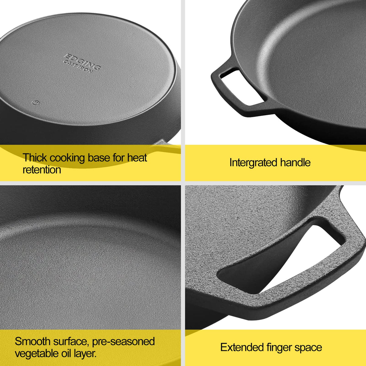 EDGING CASTING induction-compatible skillet works on modern stoves and ovens.