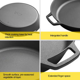 EDGING CASTING induction-compatible skillet works on modern stoves and ovens.