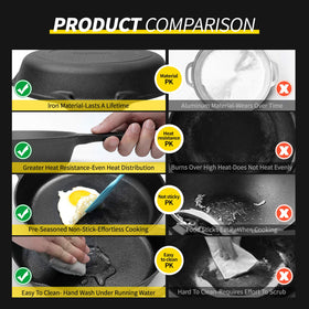 EDGING CASTING oven-safe cast iron skillet suitable from stovetop to bake.
