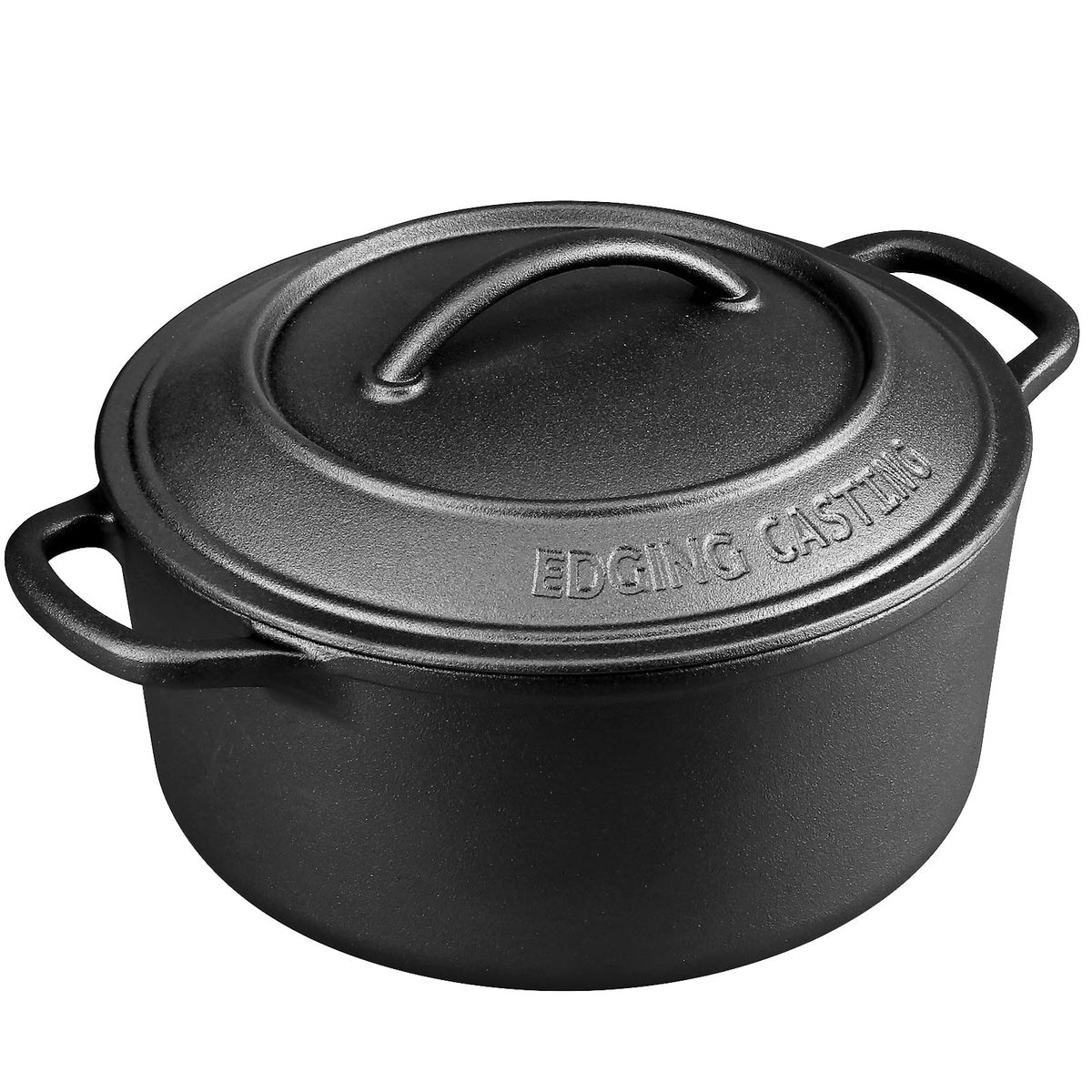 EDGING CASTING pre-seasoned cast iron pot interior view highlighting natural non-stick benefits.