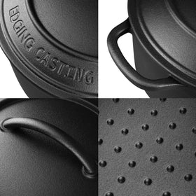 EDGING CASTING thin-seasoning coating to boost longevity and non-stick performance.