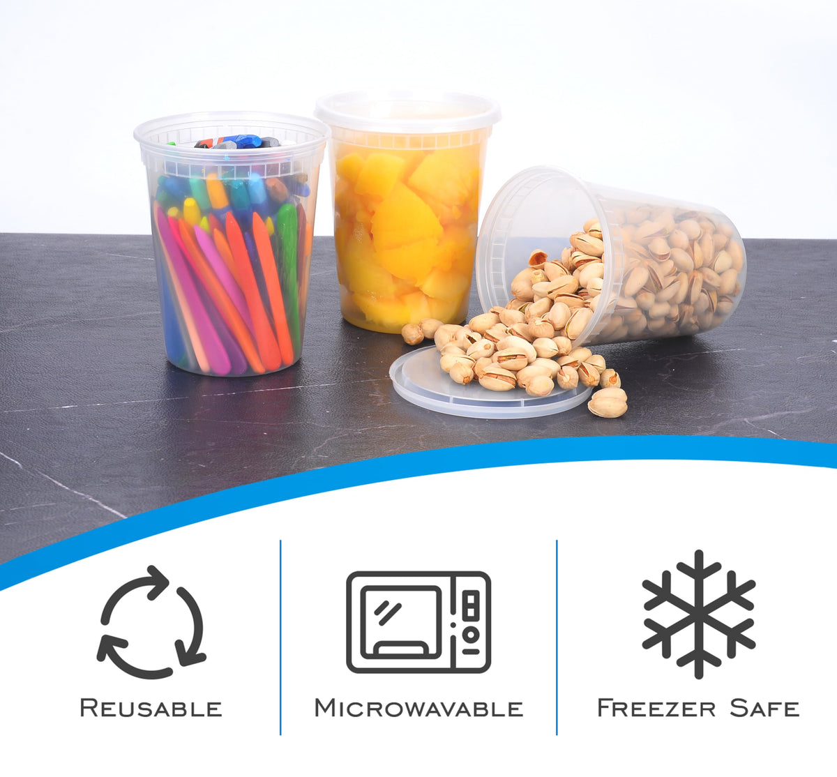 EDI freezer-safe deli containers keep foods fresh in freezer