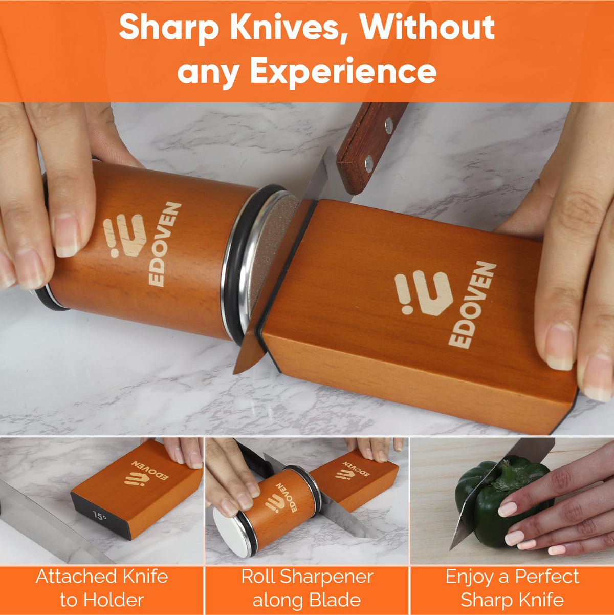 EDOVEN non-slip base keeps the sharpener stable and safe.