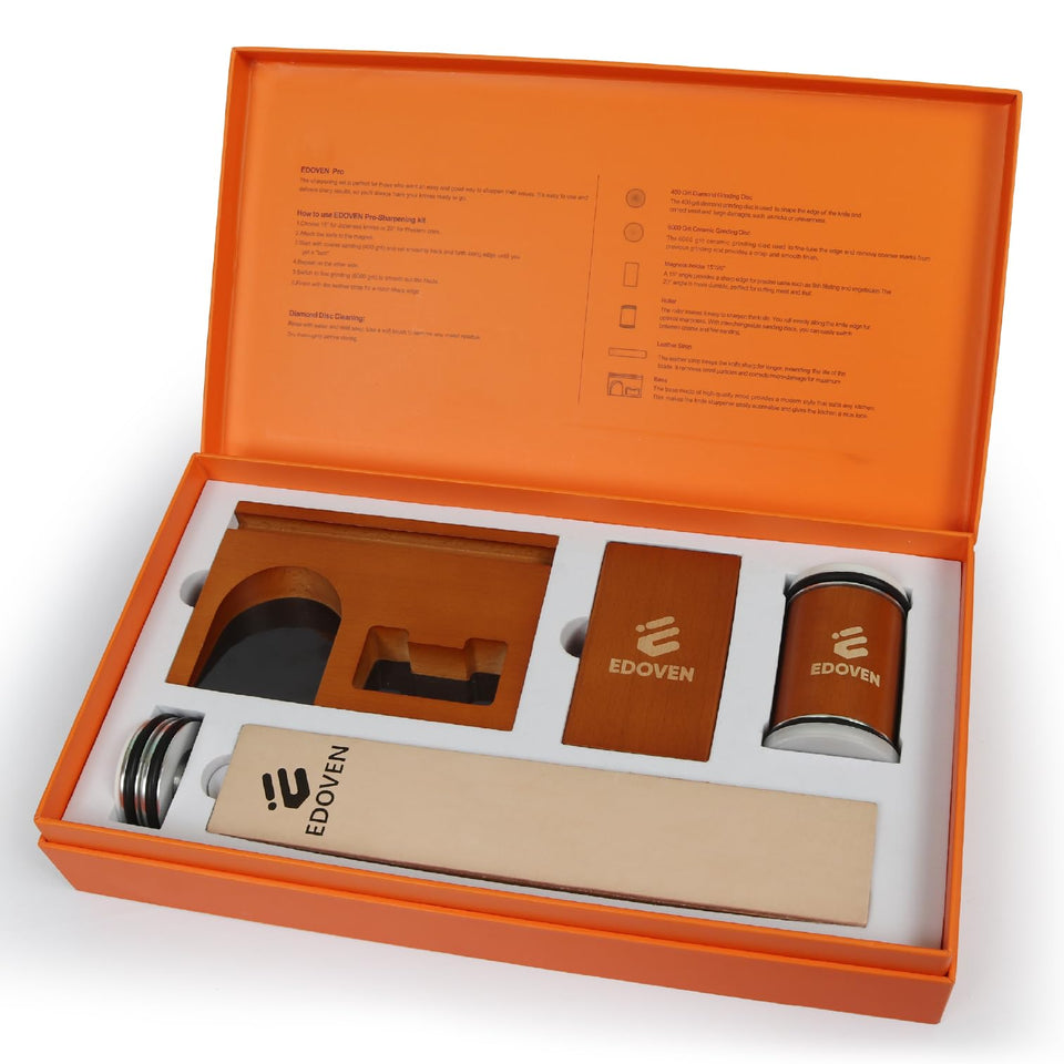 EDOVEN premium rolling sharpener with diamond disc restores dull blades precisely.