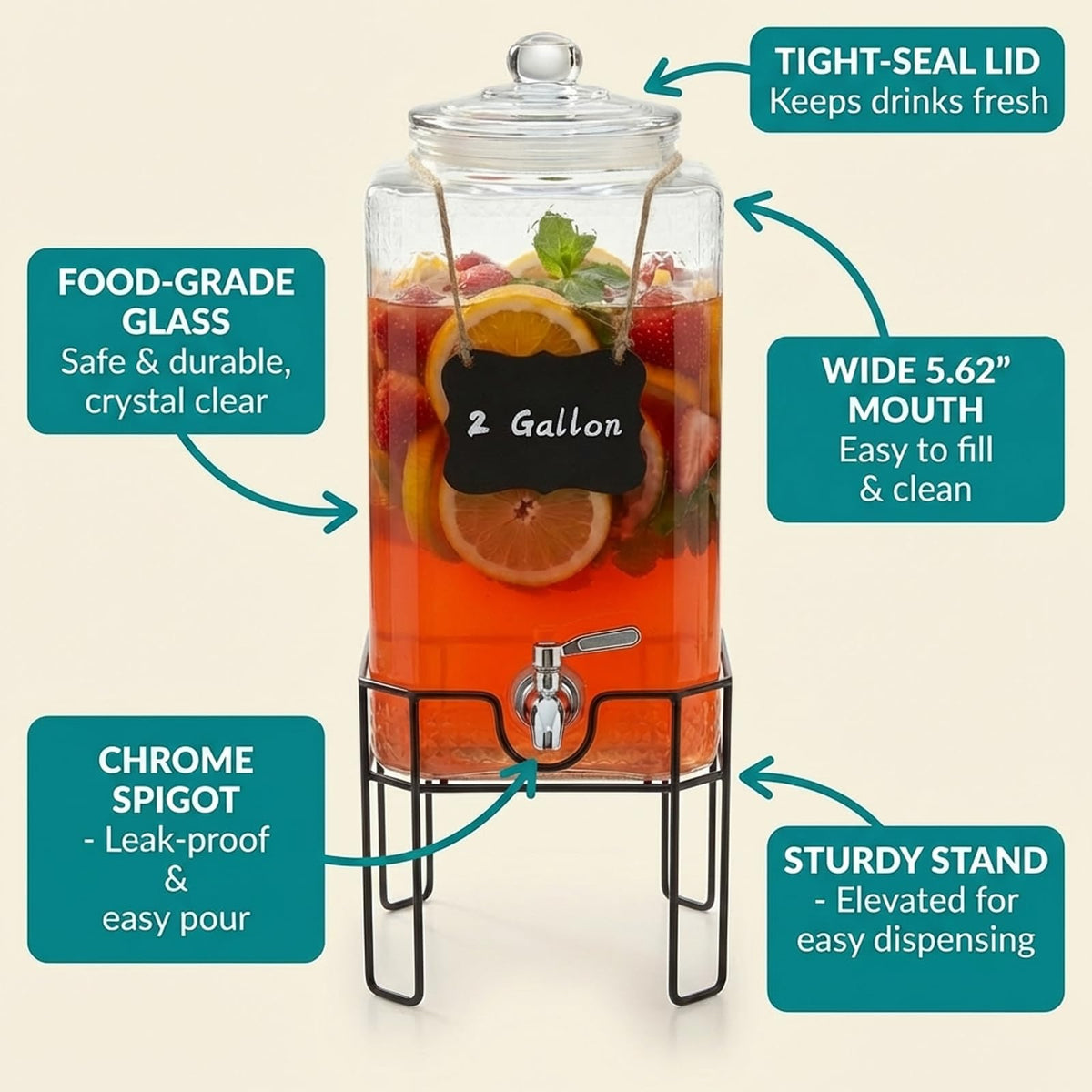 Edycur easy-clean design simplifies cleanup after gatherings.