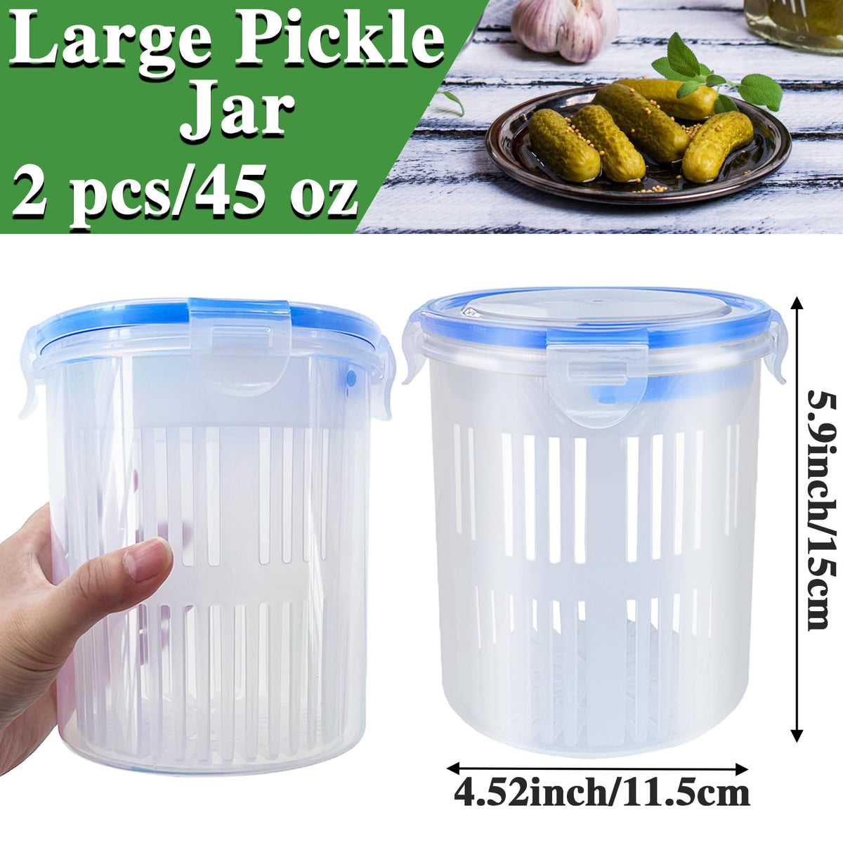 Eerrhhaq pickle jar with lid closed showing leak-proof seal.