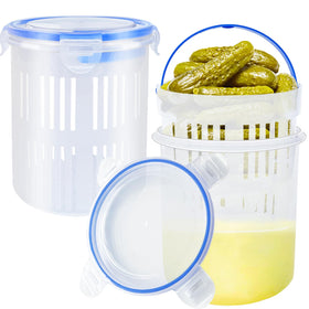 Eerrhhaq pickle jar with strainer top view for quick draining.