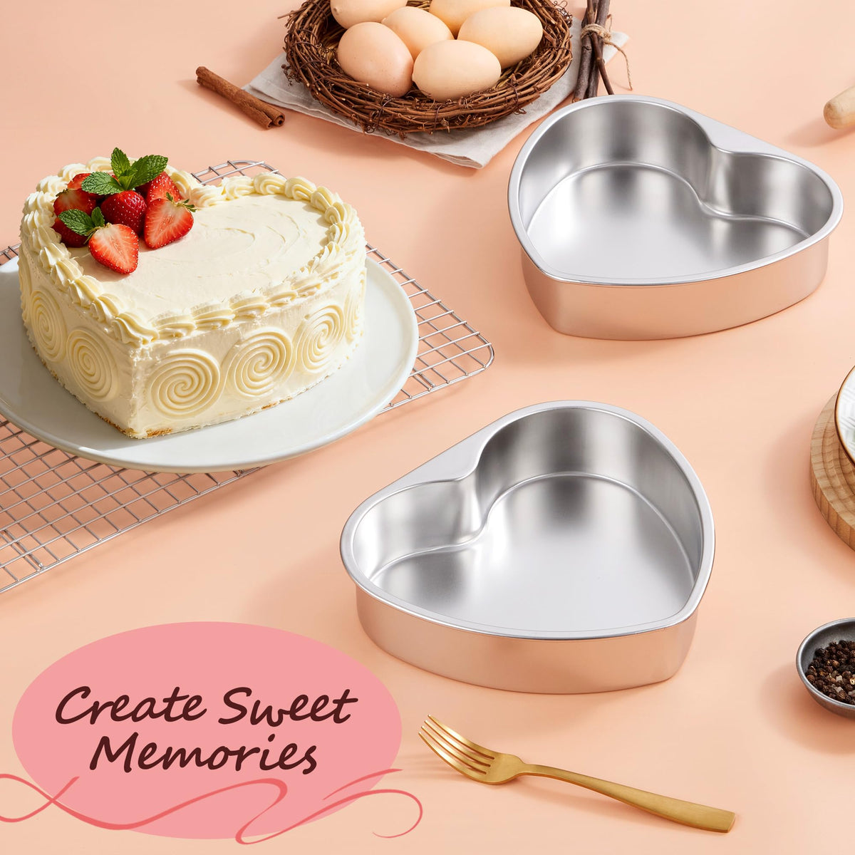 E-far 3-pack heart cake pans for Valentines Day and weddings.