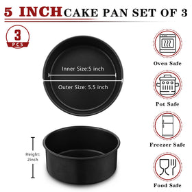E-far 5 Inch Cake Pan Set inner base with smooth nonstick surface for easy release.