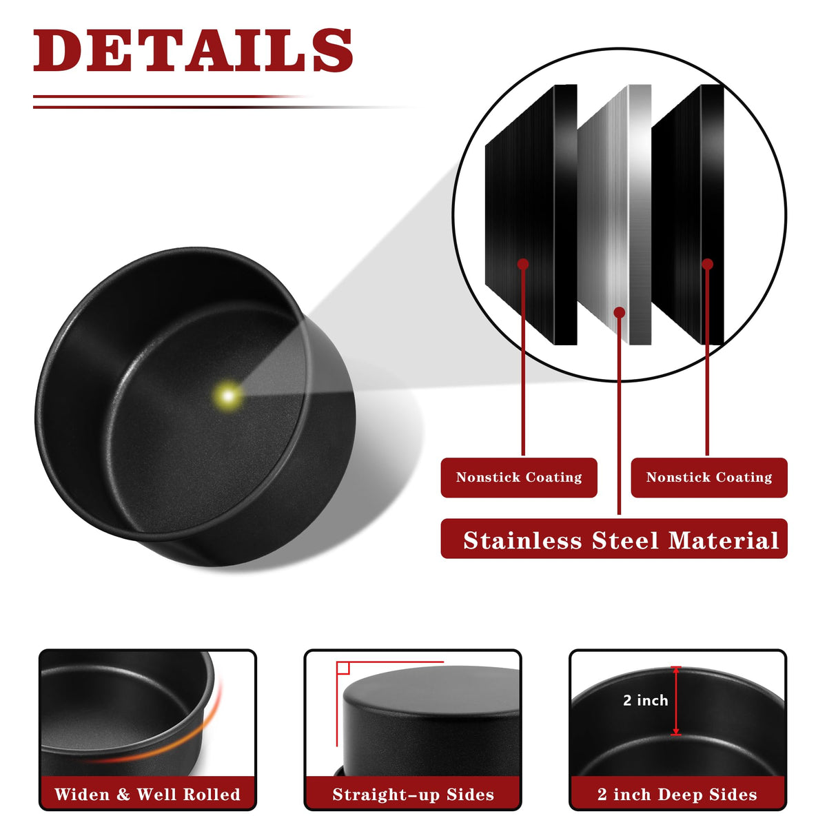 E-far stainless steel core highlights rust resistance and even heating.