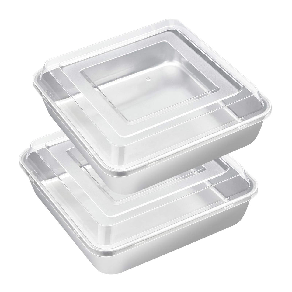E-far 8x8 square baking pan with lid for even baking and easy storage.