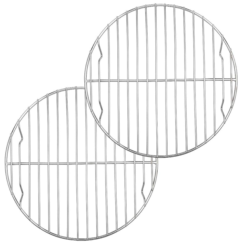 E-far 9-Inch Round stainless steel rack with mirror finish for easy cleaning and even cooling.