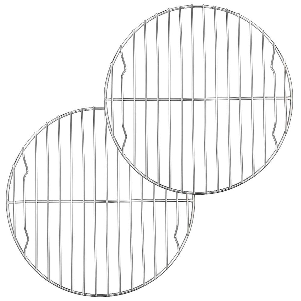 E-far 9-Inch Round stainless steel rack with mirror finish for easy cleaning and even cooling.