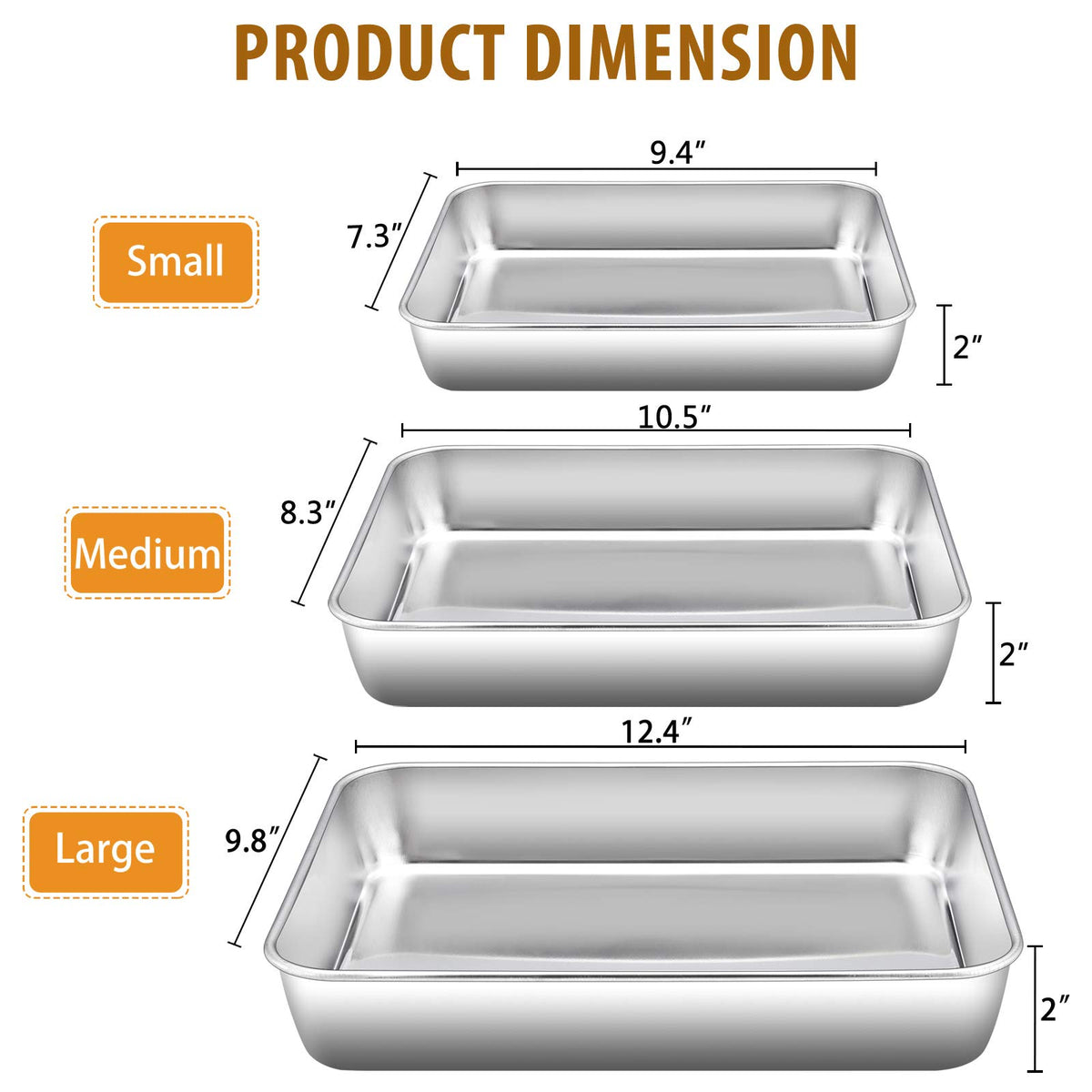 E-far 3-piece medium rectangle pan ideal for lasagna and brownies.
