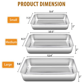 E-far 3-piece medium rectangle pan ideal for lasagna and brownies.