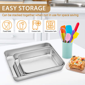 E-far dishwasher-safe pans simplify cleanup after baking sessions.