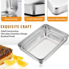 E-far 3-piece small rectangle pan perfect for cookies and desserts.