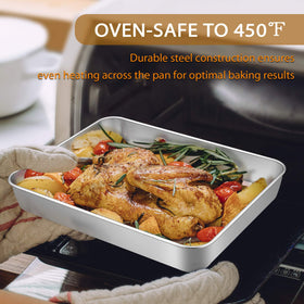 E-far bakeware with sturdy edges for safer handling and cleanup.