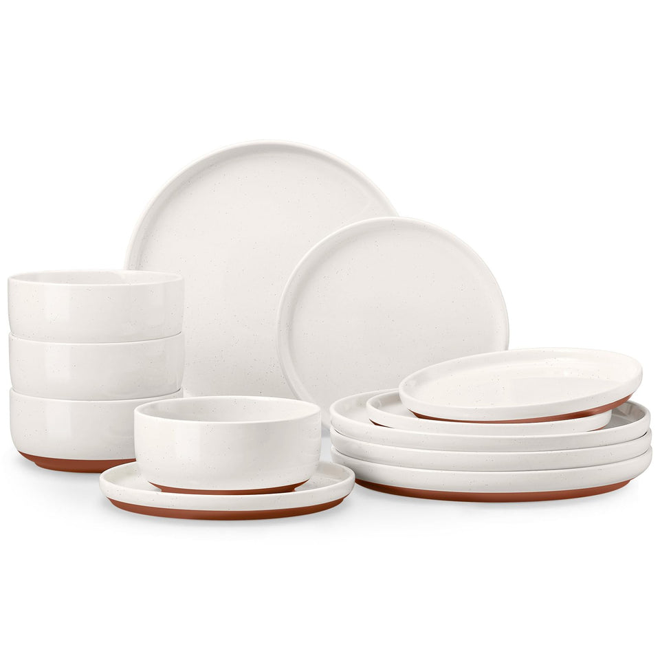 E-far speckled dinner plates top view for everyday dining.