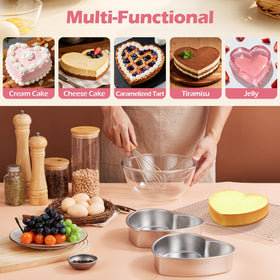 E-far dishwasher-safe heart cake pan set for easy cleanup.