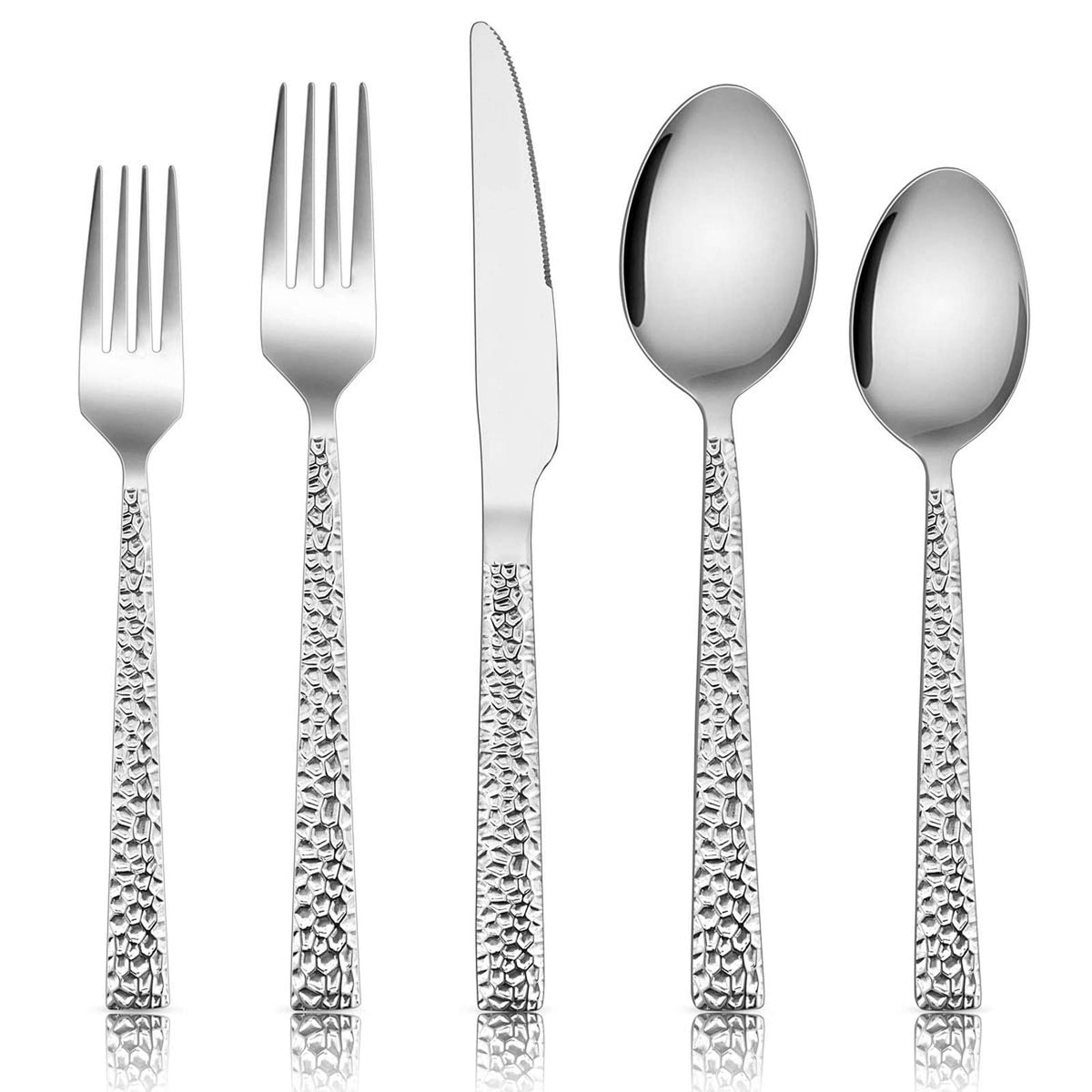 E-far hammered silverware set dinner knives for precise cutting and lasting durability