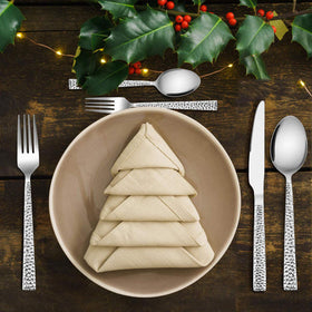 E-far hammered silverware set square handles modern design elevates table presentation