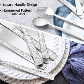 E-far hammered silverware set teaspoons compact for coffee and dessert service
